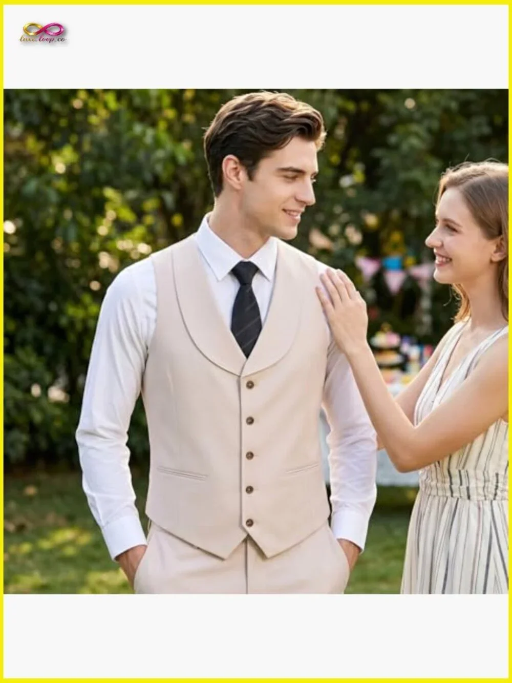 Slim Fit Suit Vest Pants Set Formal Classic Elegant Wedding Business Wear